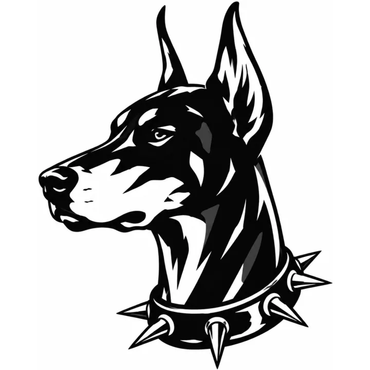 Wzór tatuażu: Doberman w kolczatce