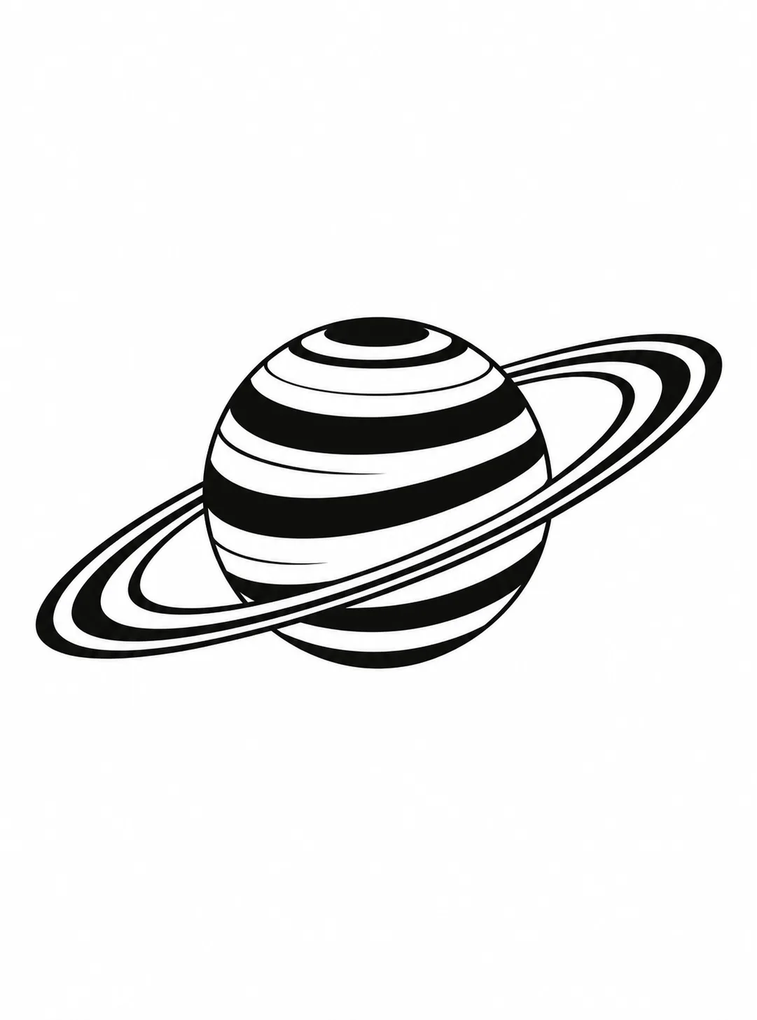 Czarny wzór tatuażu: Saturn - skośna orbita