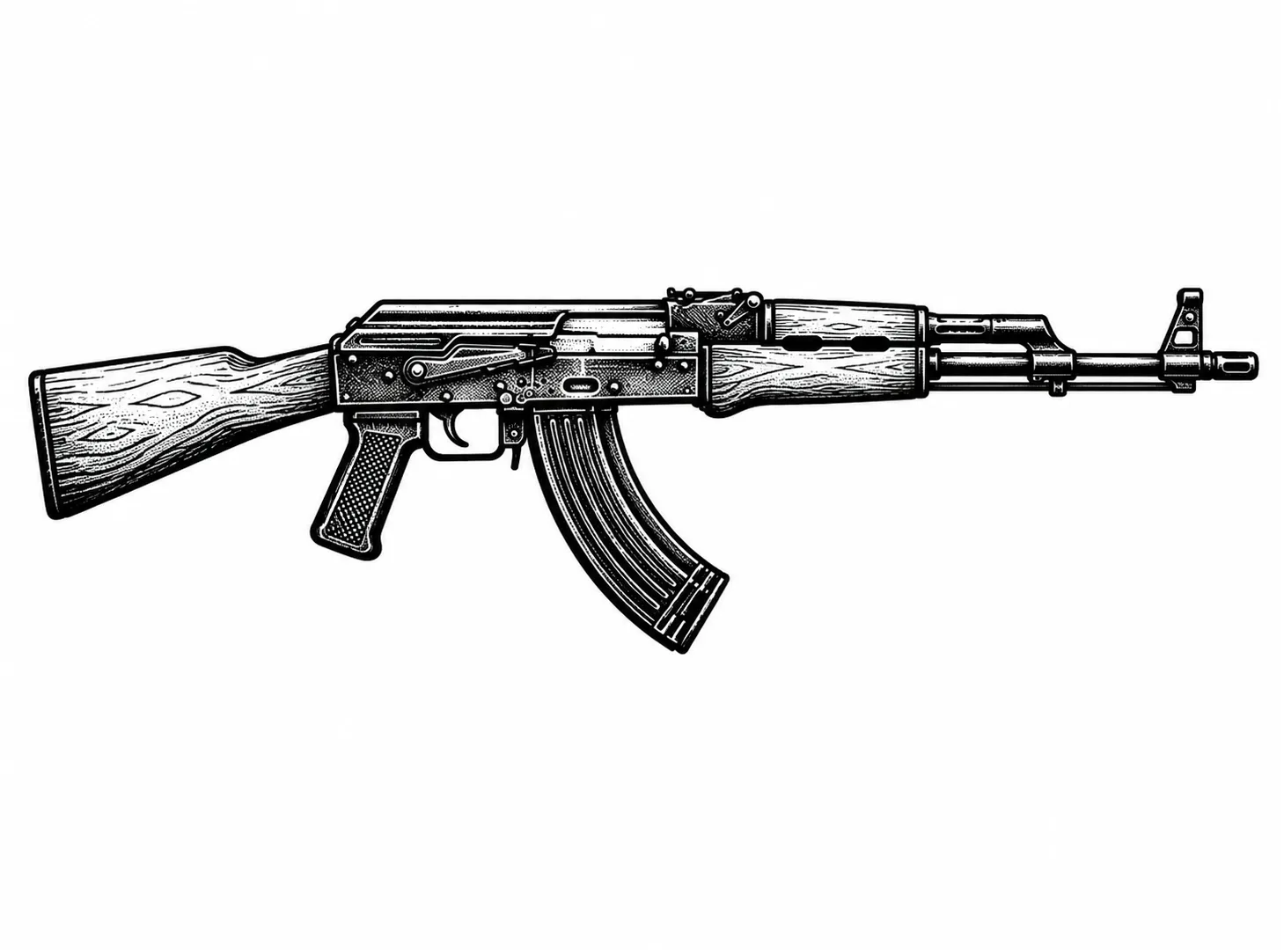 Czarny wzór tatuażu: AK-47 - blackwork