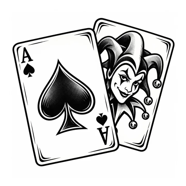 Wzór tatuażu: As pik + joker