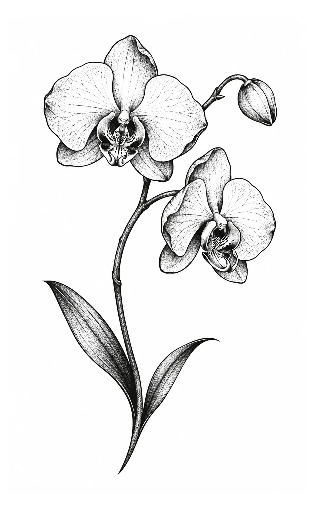 Czarny wzór tatuażu: Czarna orchidea