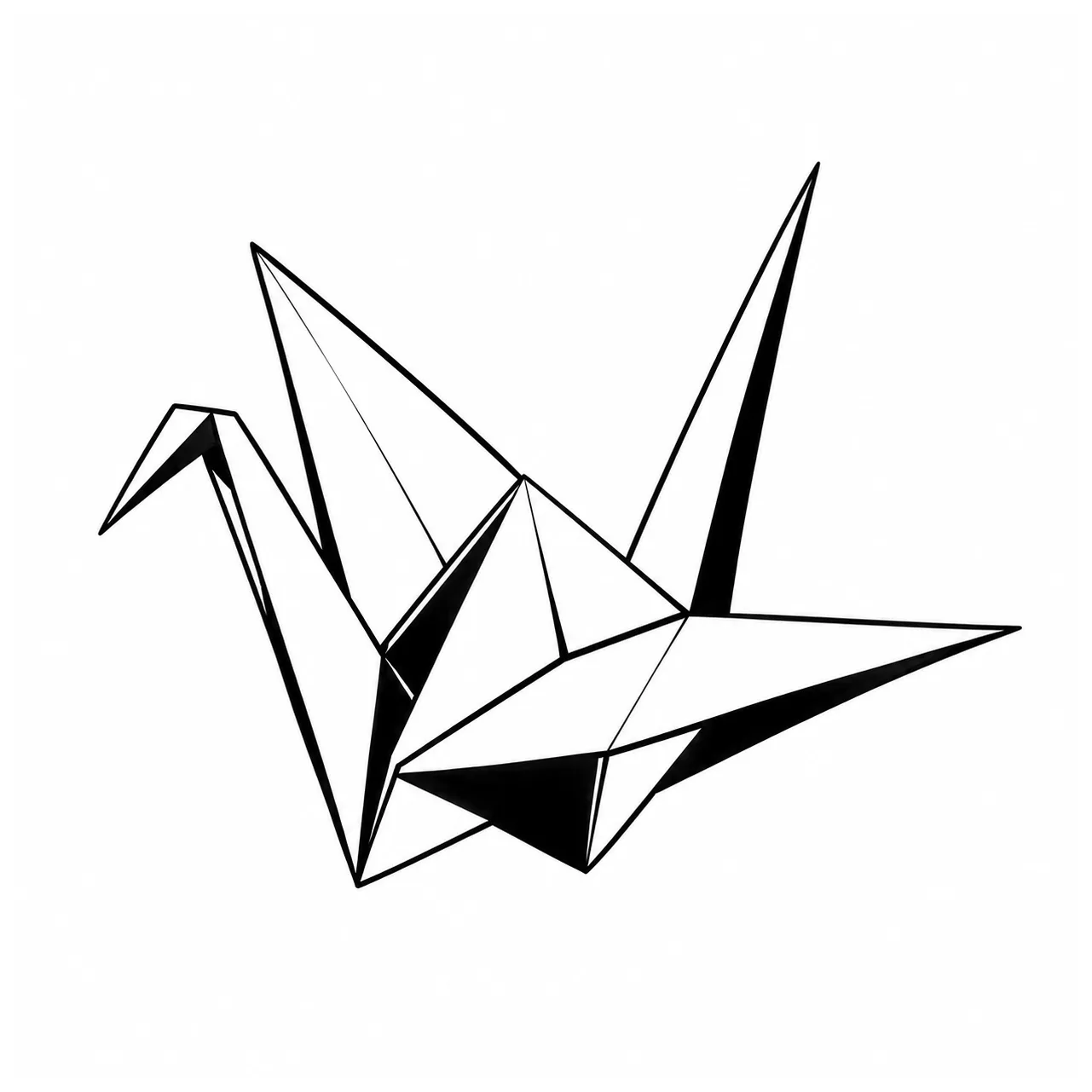 Czarny wzór tatuażu: Żuraw origami