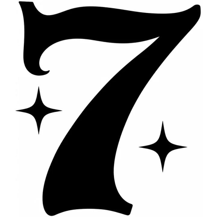Czarny wzór: Lucky 7 + dwie małe gwiazdki