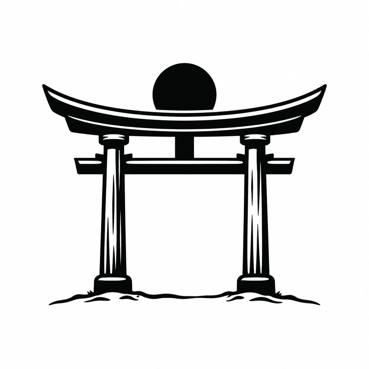 Czarny wzór tatuażu: Brama torii