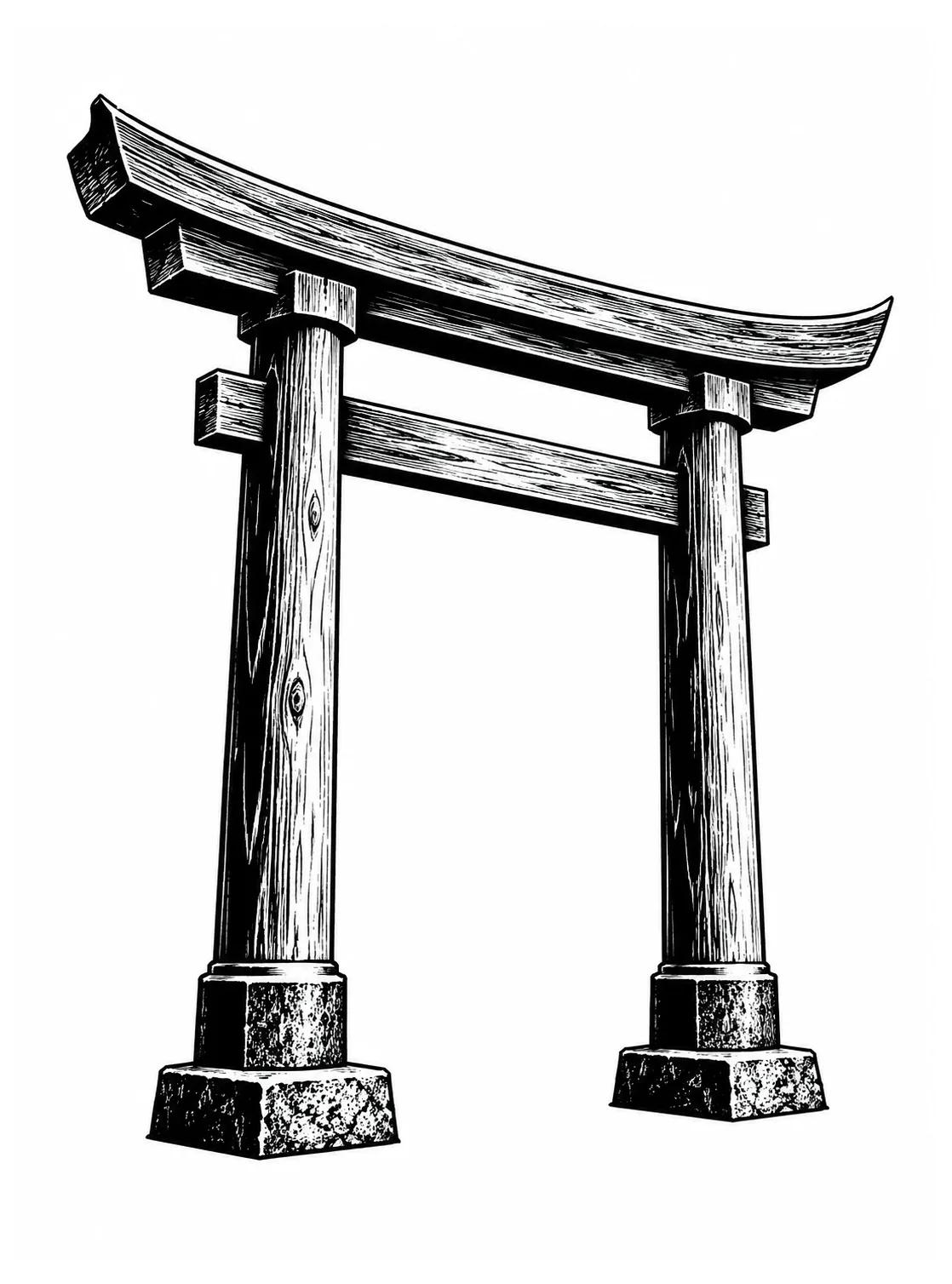 Czarny wzór tatuażu: Torii - czarna brama