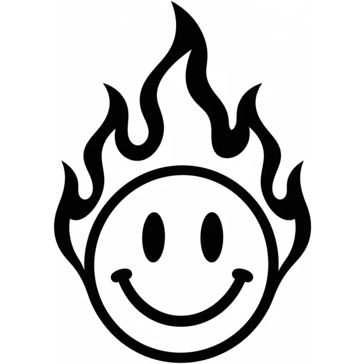 Wzór tatuażu: Smiley + płomień