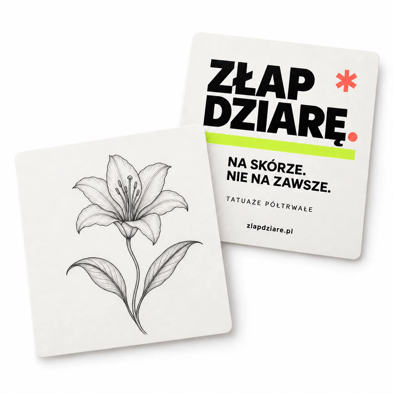 Liliowa lekkość — wizualizacja przodu i tyłu opakowania Złap Dziarę